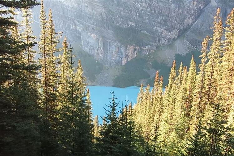 Canada Alberta: Banff NP, Lake Louise to Lake Agnes, Lake Louise walking towards Agnes Teahouse, Walkopedia